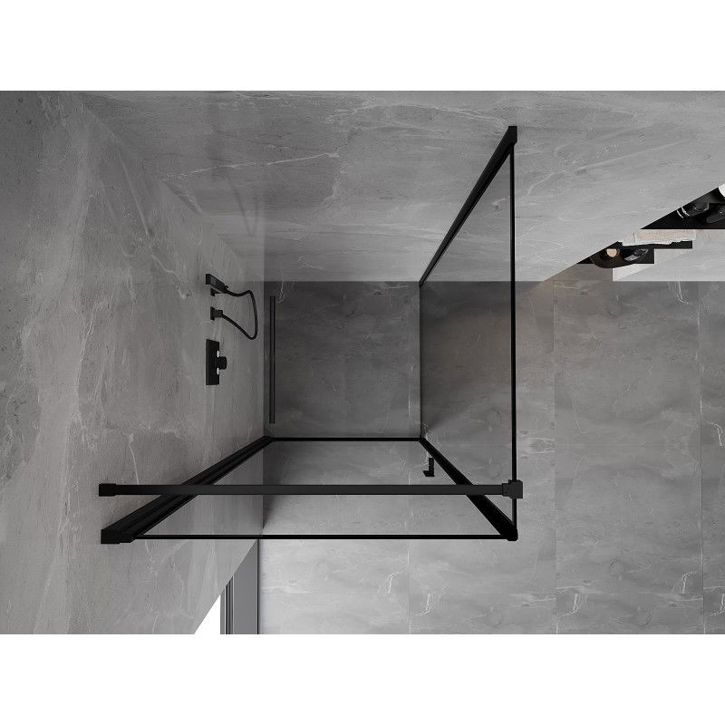 Mexen Mist-B cabine de douche pivotante gauche 90 x 90 cm, cadre noir, noir - 8A2T-090-090-70-70-L