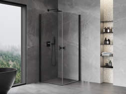 Mexen Mist-B Duo cabine de douche pivotante 85 x 85 cm, transparente, noire - 8A2-085-085-70-00