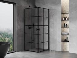 Mexen Mist-B Duo preklopna tuš kabina 100 x 100 cm, crna rešetka, crna - 8A2-100L-100P-70-77