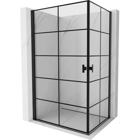 Mexen Mist-B Duo  Shower Cabin with Hinged Door 80 x 70 cm, Black Grid, Black - 8A2-080L-070P-70-77
