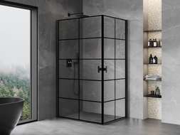 Mexen Mist-B Duo pöörduksega dušinurk 70 x 90 cm, must ruudustik, must - 8A2-070L-090P-70-77