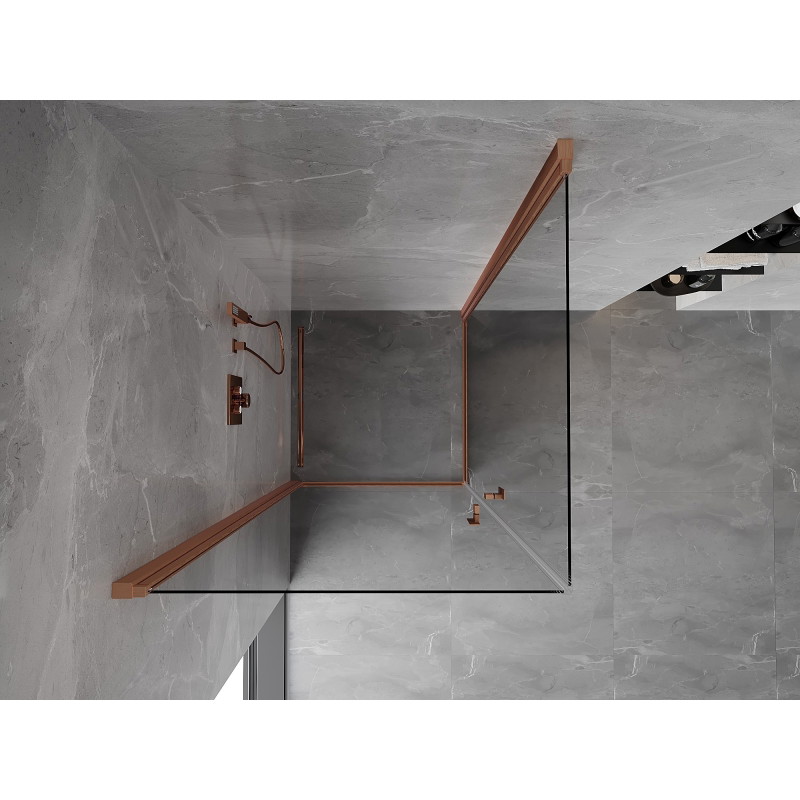 Mexen Mist-B Duo Hinged Shower Enclosure 80 x 80 cm, Transparent, Brushed Copper - 8A2-080-080-65-00