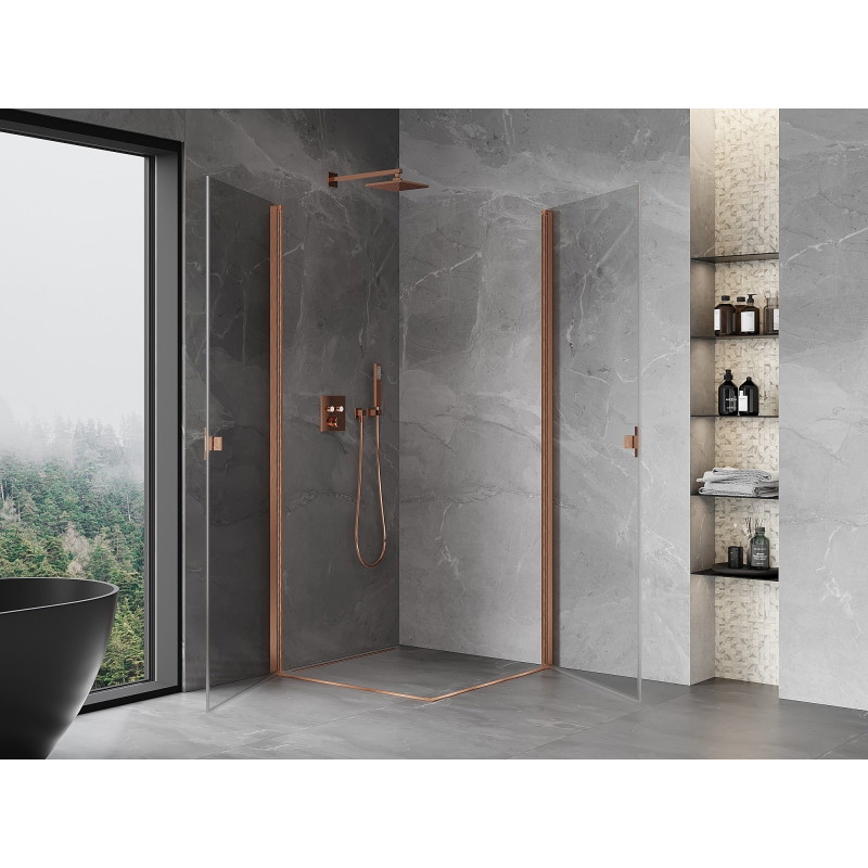 Mexen Mist-B Duo hinged dušinurk 100 x 100 cm, läbipaistev, harjatud vask - 8A2-100-100-65-00