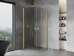 Mexen Mist-B Duo preklopna tuš kabina 80 x 80 cm, prozirna, zlatna četkana - 8A2-080-080-55-00