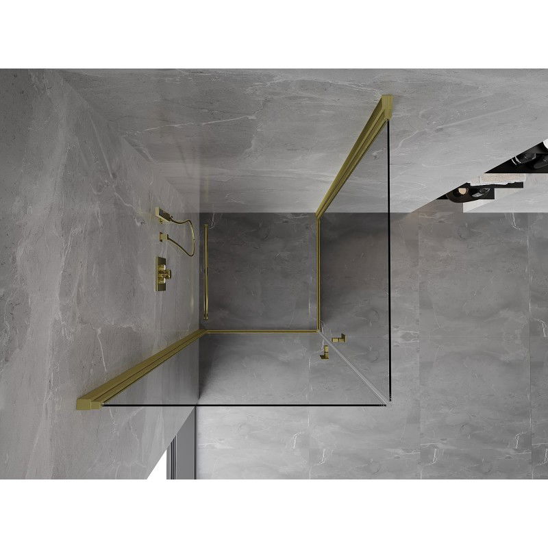 Mexen Mist-B Duo cabine de douche pivotante 85 x 85 cm, transparent, or brossé - 8A2-085-085-55-00
