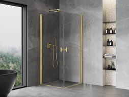 Mexen Mist-B Duo cabine de douche pivotante 85 x 85 cm, transparent, or brossé - 8A2-085-085-55-00