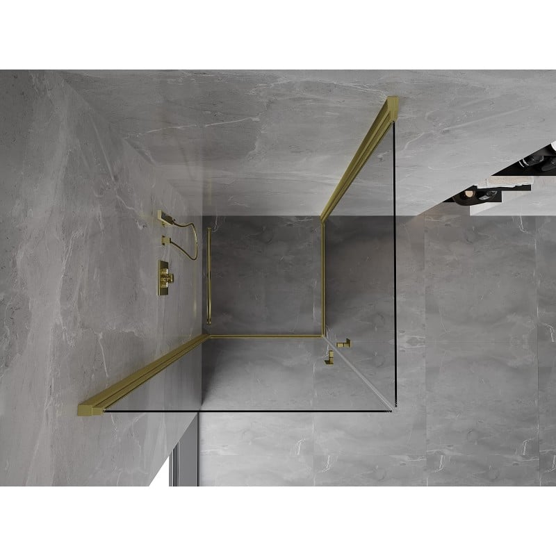 Mexen Mist-B Duo cabina doccia a battente 100 x 100 cm, trasparente, oro spazzolato - 8A2-100-100-55-00
