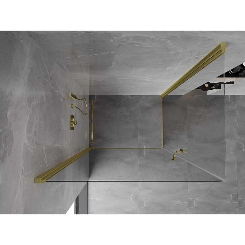 Mexen Mist-B Duo Hinged Shower Enclosure 80 x 70 cm, Transparent, Brushed Gold - 8A2-080-070-55-00