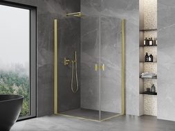 Mexen Mist-B Duo cabine de douche pivotante 95 x 90 cm, transparente, or brossé - 8A2-095-090-55-00