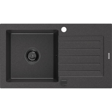 Mexen Pablo yksi kammioinen graniittinen pesuallas valutustilalla 752 x 436 mm, musta pilkullinen, musta sifoni