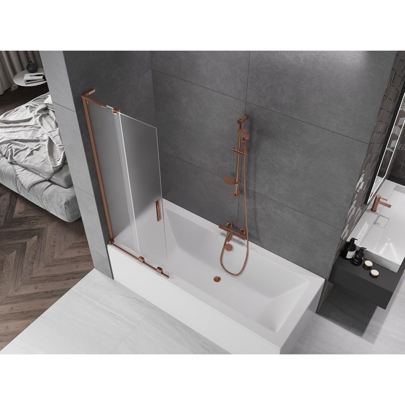 Mexen Velar L mampara de ducha de 2 paneles deslizantes 70 x 150 cm, escarchado, oro rosa - 896-070-003-31-60