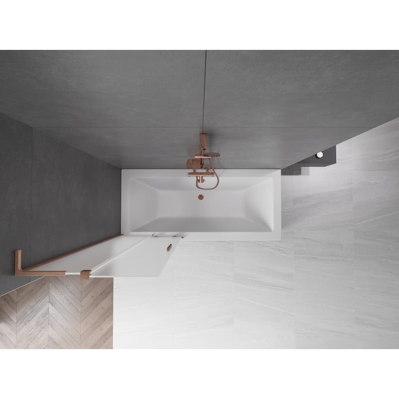 Mexen Velar L parawan nawannowy 2-skrzydłowy rozsuwany 70 x 150 cm, szron, miedź szczotkowana - 896-070-003-31-65
