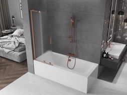 Mexen Velar L parawan nawannowy 2-skrzydłowy rozsuwany 70 x 150 cm, szron, miedź szczotkowana - 896-070-003-31-65