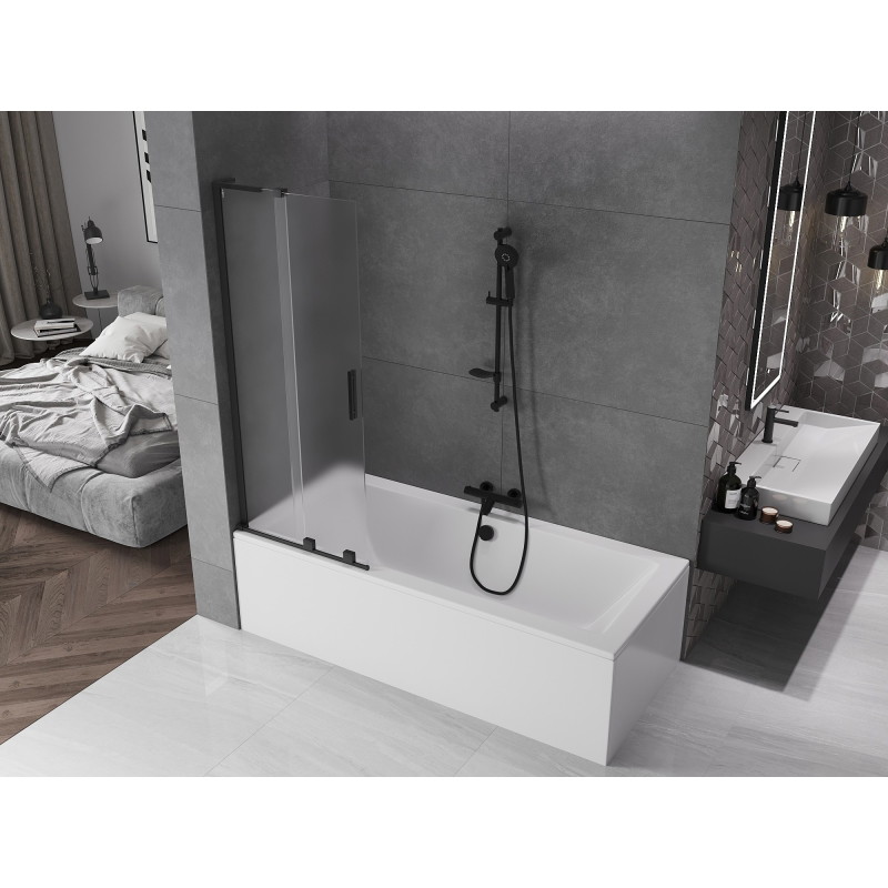 Mexen Velar L kahe tiivaga vannitoa ekraan, 70 x 150 cm, matt, must - 896-070-003-31-70