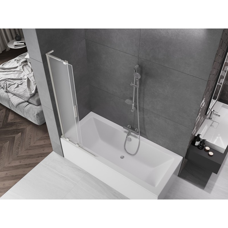Mexen Velar L parawan nawannowy 2-skrzydłowy rozsuwany 70 x 150 cm, szron, nikiel szczotkowany - 896-070-003-31-97