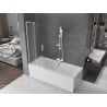 Mexen Velar L parawan nawannowy 2-skrzydłowy rozsuwany 75 x 150 cm, szron, biały - 896-075-003-31-20