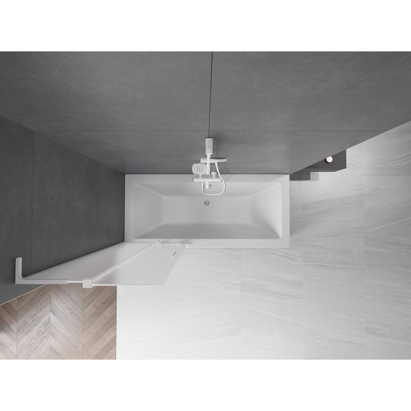 Mexen Velar L painel de banheira de 2 folhas deslizantes 75 x 150 cm, fosco, branco - 896-075-003-31-20