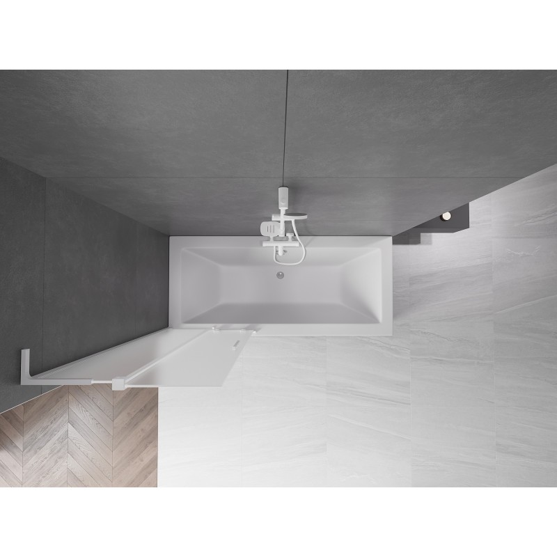 Mexen Velar L parawan nawannowy 2-skrzydłowy rozsuwany 75 x 150 cm, szron, biały - 896-075-003-31-20
