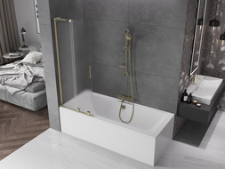 Mexen Velar L 2-panel retractable bath screen 75 x 150 cm, frosted, gold - 896-075-003-31-50