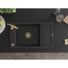 Mexen Elias granite sink 1-bowl with drainer 795 x 480 mm, black/silver metallic, golden siphon - 6511791005-73-G