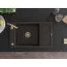 Mexen Elias Granitspüle 1-Becken mit Abtropffläche 795 x 480 mm, Schwarz/Gold Metallic, Goldener Siphon - 6511791005-75-G