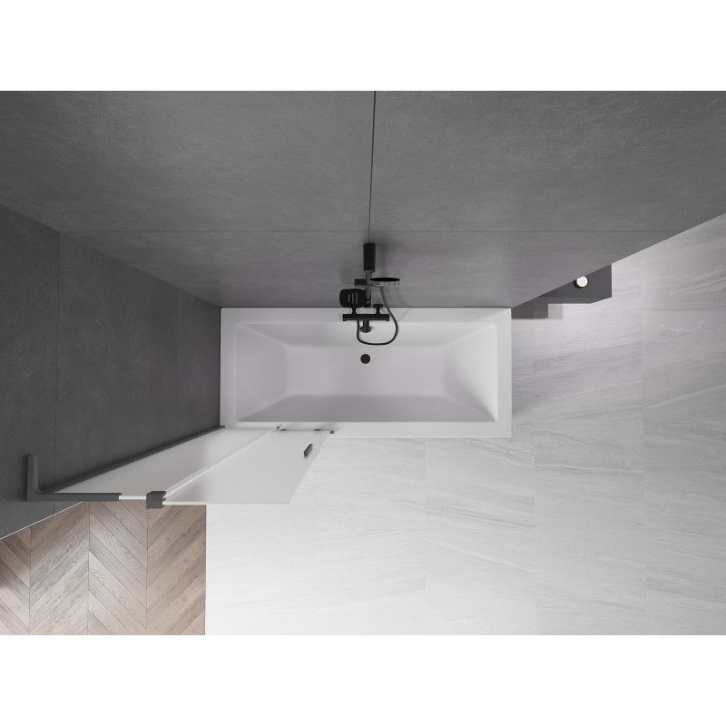 Mexen Velar L divstāvu pārvietojama dušas aizsargsiena 85 x 150 cm, matēta, gun metal - 896-085-003-31-95