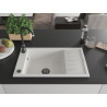 Mexen Elias granitische spoelbak met 1 kom en afdruiprek 795 x 480 mm, wit, zwarte sifon - 6511791005-20-B