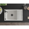 Mexen Elias fregadero de granito de 1 cubeta con escurridor 795 x 480 mm, blanco, sifón negro - 6511791005-20-B