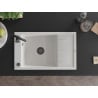 Mexen Elias Granitspüle 1 Becken mit Abtropffläche 795 x 480 mm, weiß, schwarzer Siphon - 6511791005-20-B