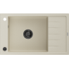 Mexen Elias granieten gootsteen 1-komor met druiprek 795 x 480 mm, beige, zwarte sifon - 6511791005-69-B