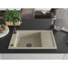 Mexen Elias granitstenen spoelbak 1-kamer met afdruiprek 795 x 480 mm, beige, zwarte sifon - 6511791005-69-B