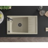 Mexen Elias fregadero de granito de 1 seno con escurridor 795 x 480 mm, beige, sifón negro - 6511791005-69-B