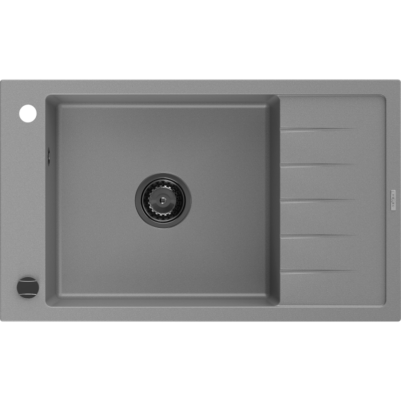 Mexen Elias 1-allasinen graniittinen tiskiallas valutustasolla 795 x 480 mm, harmaa, musta sihvilä - 6511791005-71-B