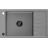 Mexen Elias lavello in granito a 1 vasca con scolapiatti 795 x 480 mm, grigio, sifone nero - 6511791005-71-B
