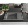 Mexen Elias granitische gootsteen 1-kompartment met afdruiprek 795 x 480 mm, grijs, zwart sifon - 6511791005-71-B