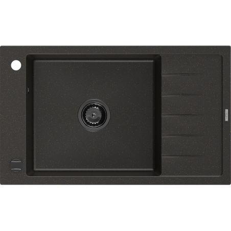 Mexen Elias granitdiskho med 1 fack med avrinningsyta 795 x 480 mm, svart/guldmetallic, svart sil - 6511791005-75-B
