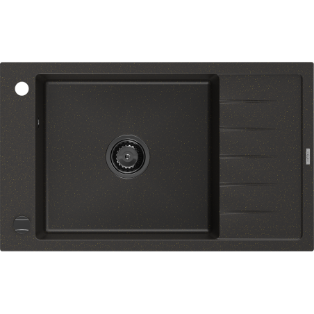 Mexen Elias granitizlietne ar vienu nodalījumu un noteces vietu 795 x 480 mm, melna/zeltīta metāliska, melns sifons