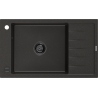 Mexen Elias lavello in granito a una vasca con sgocciolatoio 795 x 480 mm, nero/oro metallizzato, sifone nero - 6511791005-75-B