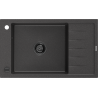 Mexen Elias lavello in granito a 1 vasca con sgocciolatoio 795 x 480 mm, nero maculato, sifone nero - 6511791005-76-B