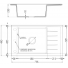 Mexen Elias granieten gootsteen 1-kompartement met afdruiprek 795 x 480 mm, zwart, zwarte sifon - 6511791005-77-B
