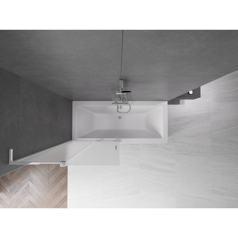 Mexen Velar L parawan nawannowy 2-skrzydłowy rozsuwany 95 x 150 cm, szron, chrom - 896-095-003-31-01