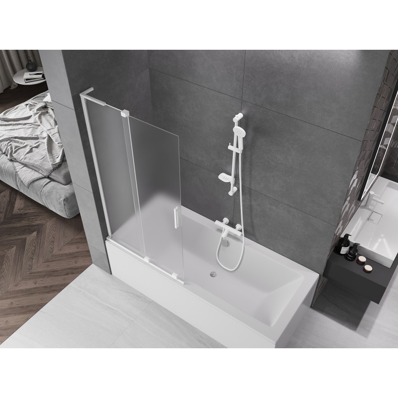Mexen Velar L vanni ekraan, 2-paneeliline, liuglev 90 x 150 cm, härmatis, valge - 896-090-003-31-20