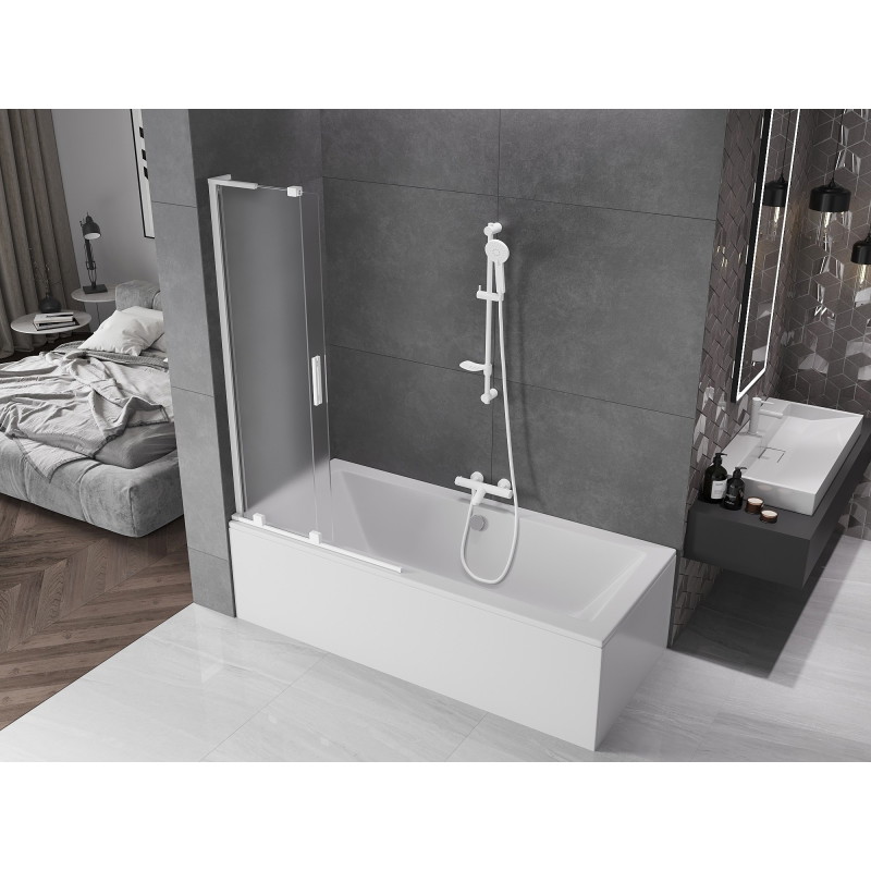 Mexen Velar L vanni ekraan, 2-paneeliline, liuglev 90 x 150 cm, härmatis, valge - 896-090-003-31-20
