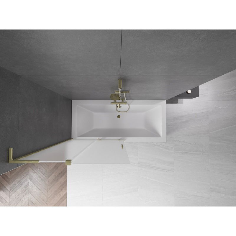 Mexen Velar L mampara de ducha 2 hojas correderas 100 x 150 cm, escarchado, dorado cepillado - 896-100-003-31-55