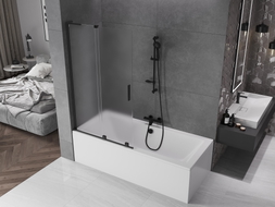 Mexen Velar L vannitoa sirm 2-osaline liuguks 100 x 150 cm, mattklaas, must - 896-100-003-31-70