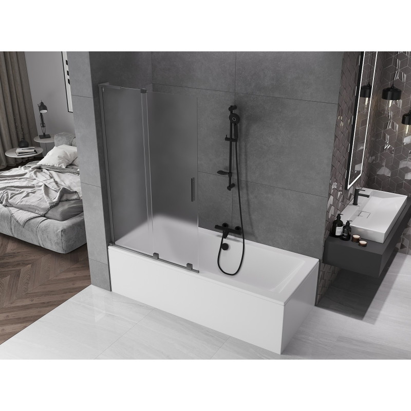 Mexen Velar L vannitoa liuguks 2-osaline 100 x 150 cm, härmatis, gun metal - 896-100-003-31-95