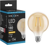 Mexen Vintis Filament LED lamp E27, G95, 2W, Warm - 2200K, 180 lm, amber - L157-E27-0222-50