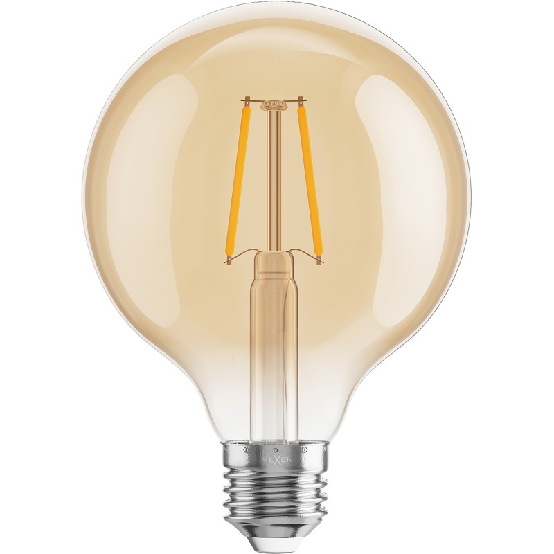 Mexen Vintis LED filamentlampa E27, G95, 2W, Varm - 2200K, 180 lm, bärnsten - L157-E27-0222-50