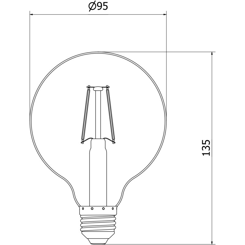 Mexen Vintis Bombilla LED filament E27, G95, 2W, Cálida - 2200K, 180 lm, ámbar - L157-E27-0222-50