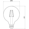 Mexen Vintis LED filamentlampa E27, G95, 2W, Varm - 2200K, 180 lm, bärnsten - L157-E27-0222-50